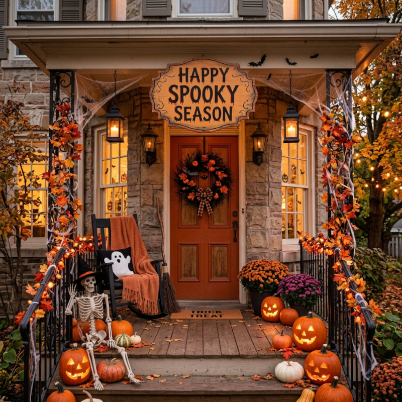 Cozy Halloween Front Porch