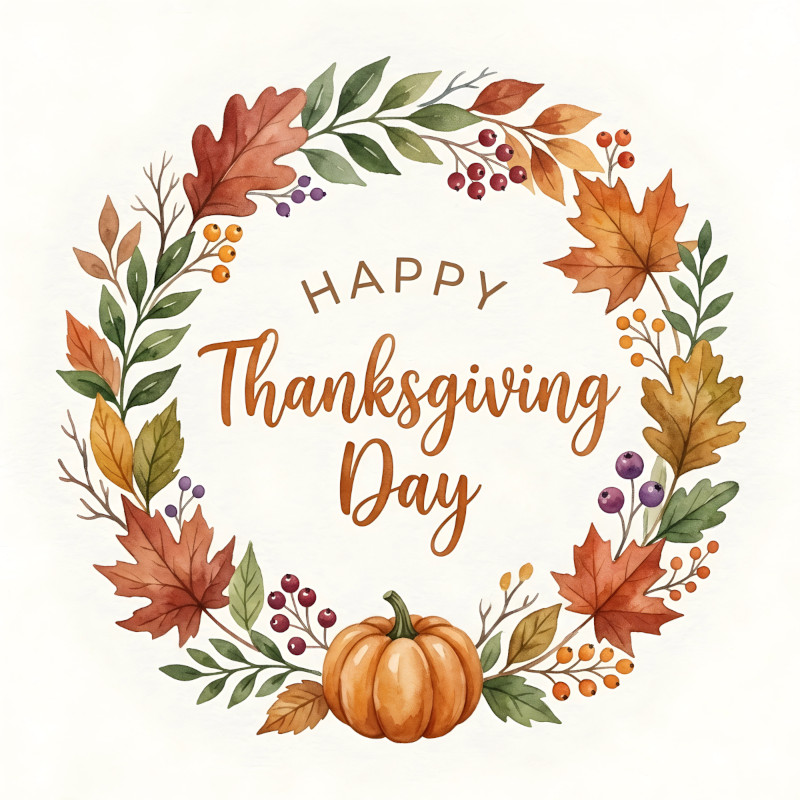 Watercolor Thanksgiving Wreath