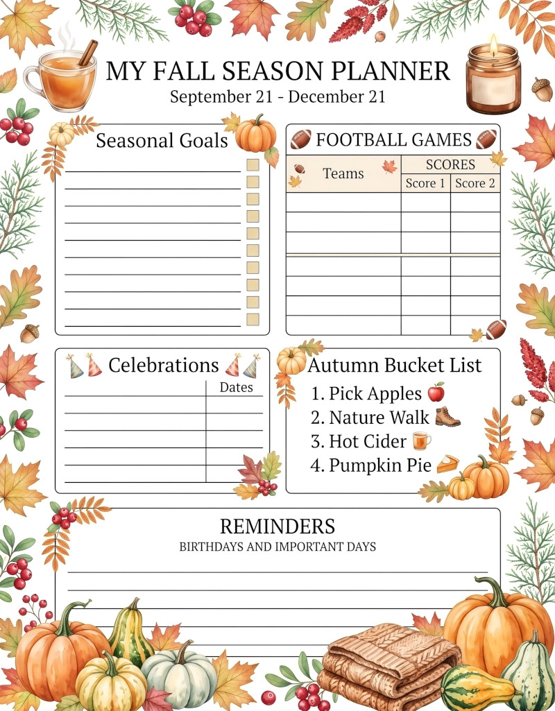 Autumn Season Planner Page