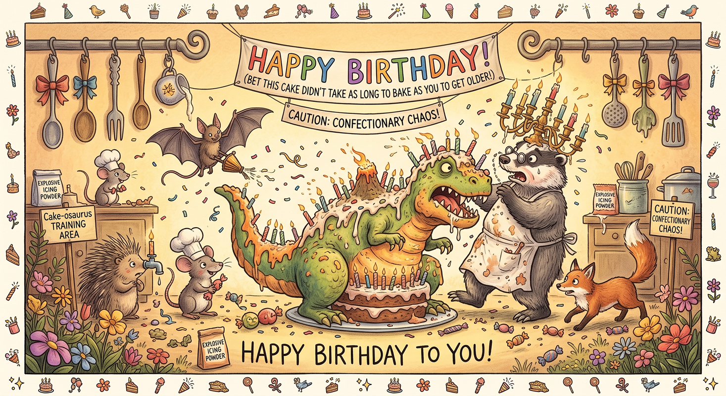 Dinosaur Cake Chaos Card