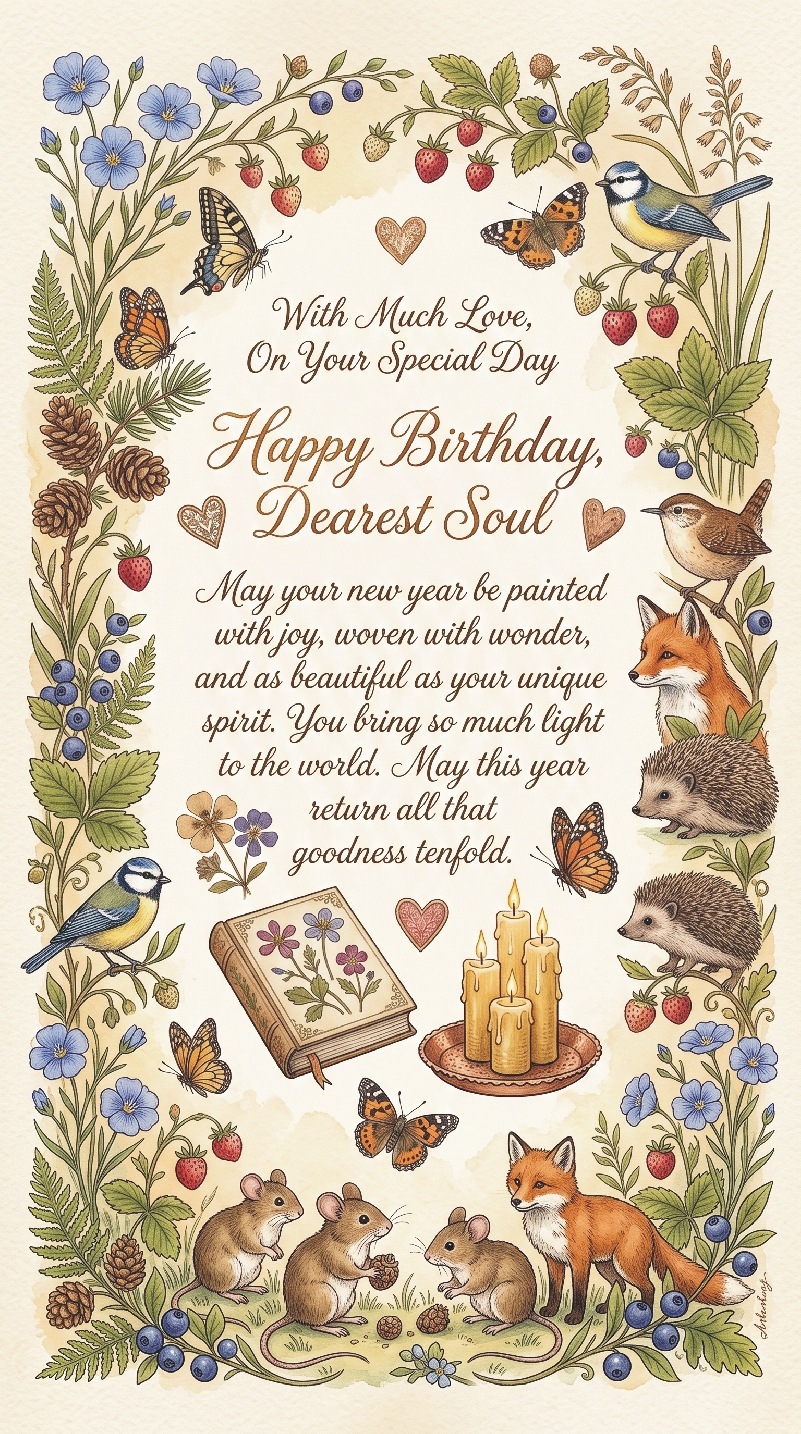 Dearest Soul Woodland Birthday Card