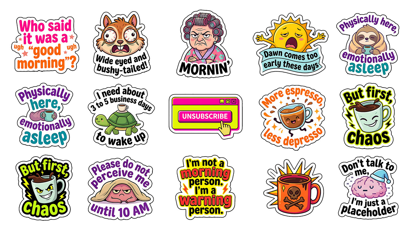 Sassy Morning Mood Sticker Collection