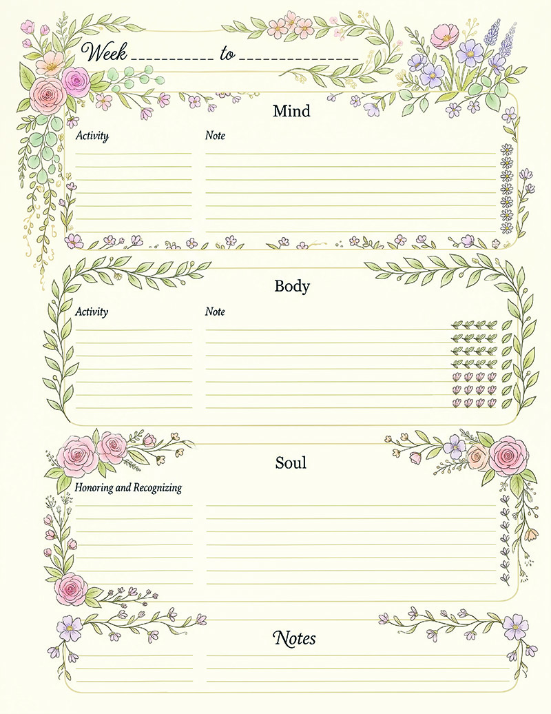Gentle Weekly Mind-Body-Soul Tracker