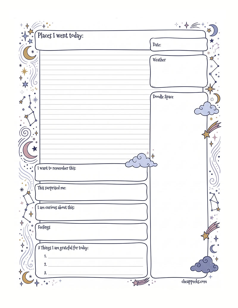 Celestial Dreams Daily Journal Page