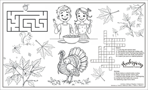 Legal Size Thanksgiving Activity Page Placemat