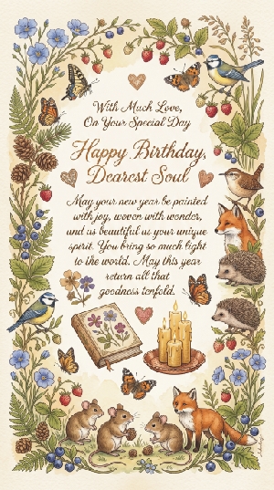 Dearest Soul Woodland Birthday Card