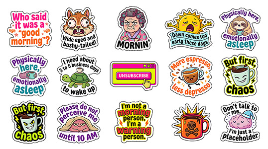 Sassy Morning Mood Sticker Collection