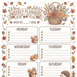 Autumn 2026 Weekly Planner