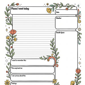 Vintage Botanical Daily Journal Page